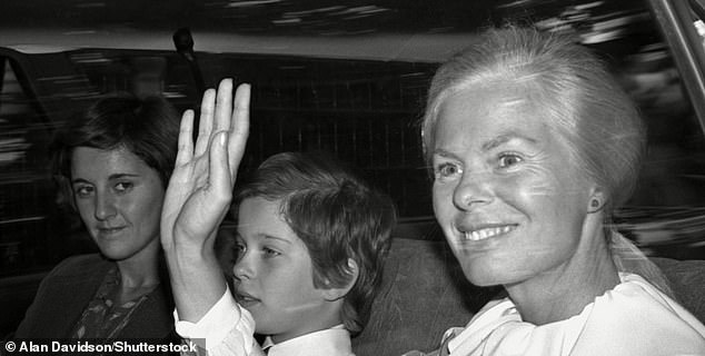 Katharine Kent pictured with her son Lord Nicholas Windsor waving to crowds from a car in July 1982
