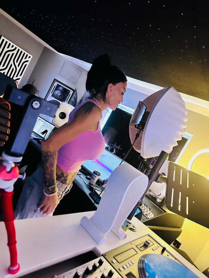 Katie Price in a recording studio.