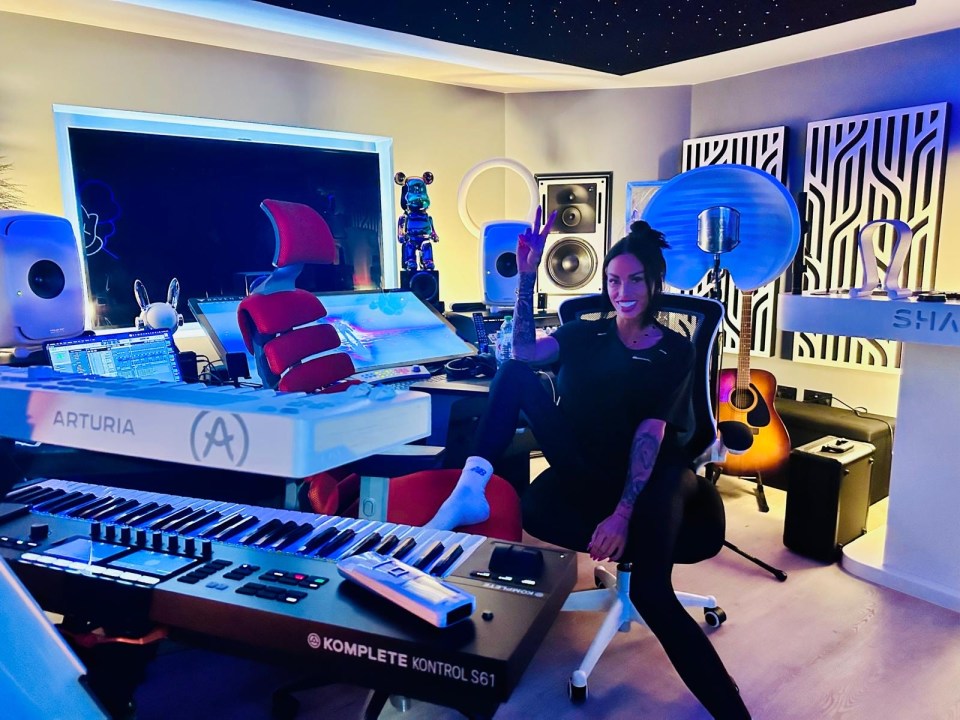 Katie Price in her recording studio.