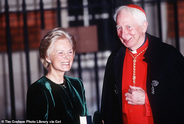 Described at the time as 'a long-pondered personal decision by the duchess', Katharine (pictured with Cardinal Basil Hume) was received into the Catholic church in January 1994