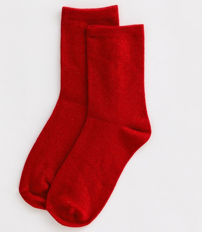 Pair of red socks.