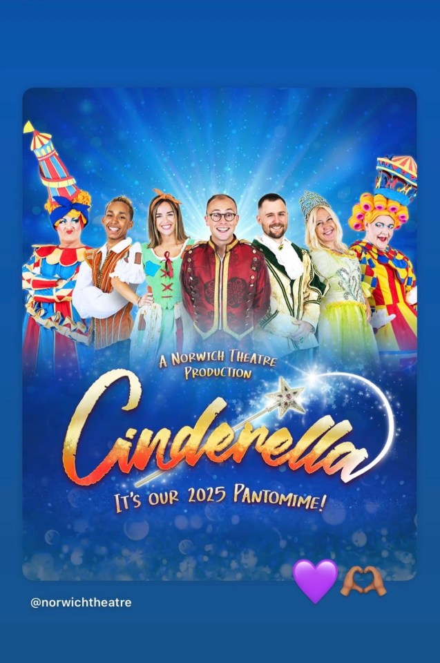 Poster for Norwich Theatre's 2025 pantomime, Cinderella.