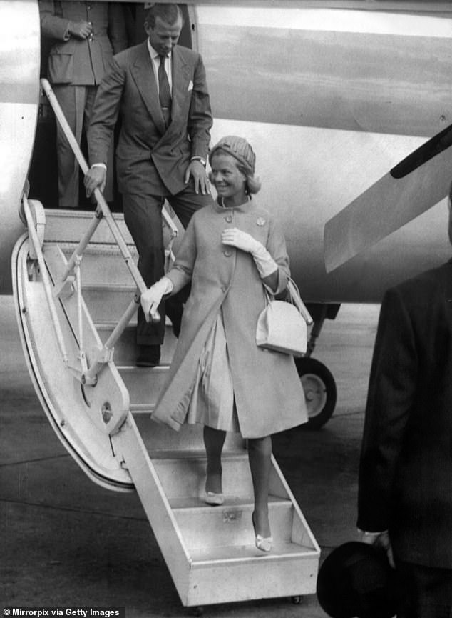 Then there was a brief honeymoon at Birkhall on the royal Deeside estate and in Majorca. Pictured: the Duke and Duchess of Kent arrive back from their Honeymoon in July 1961