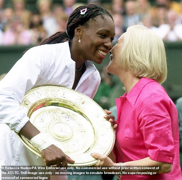 Another area of her life was about to undergo a radical upheaval, meanwhile: her attendance at Wimbledon. For 30 years she had been a symbol of the spirit of the tennis championships. In 2001 (pictured) she chose to snub the club and sit with friends in a private capacity on the Centre Court