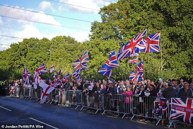 Protesters outside the Bell Hotel in Epping, Essex