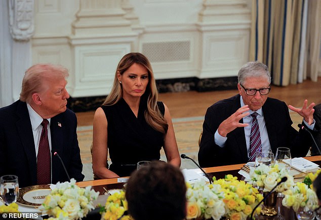 Microsoft cofounder Bill Gates sat next to First Lady Melania Trump and spoke about the importance of scientific innovation