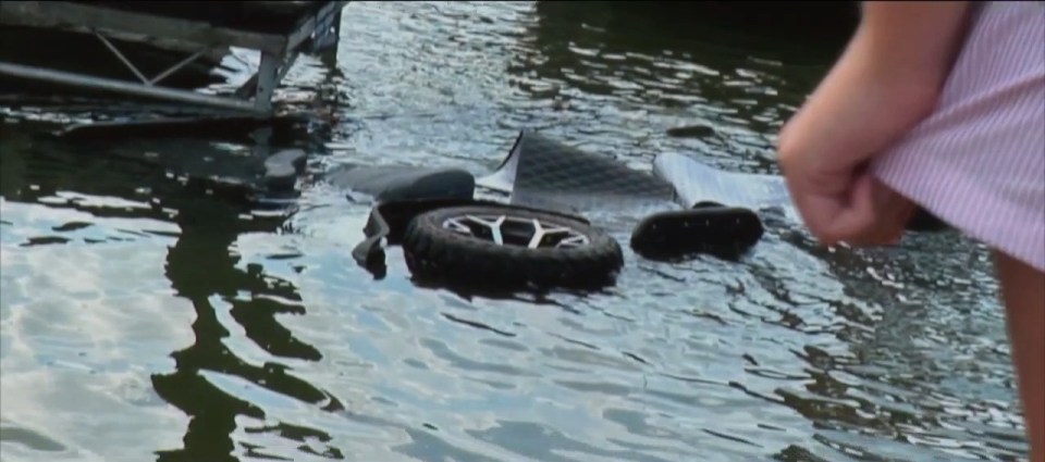 Submerged debris at Atwood Lake where a father and 4-year-old died.