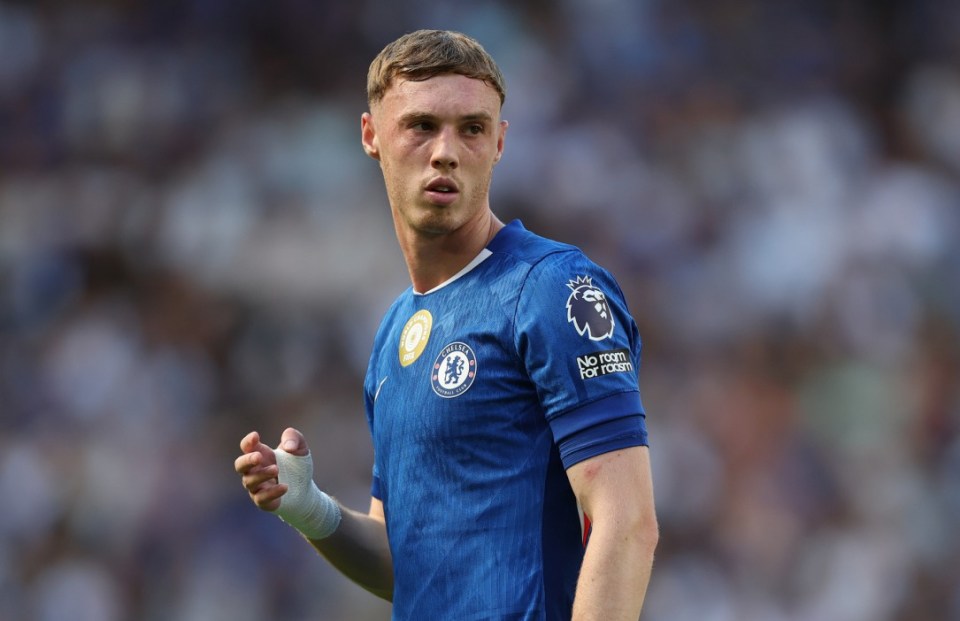LONDON, ENGLAND - AUGUST 17: Cole Palmer of Chelsea reacts during the Premier League match between Chelsea and Crystal Palace at Stamford Bridge on August 17, 2025 in London, England. (Photo by Ryan Pierse/Getty Images)