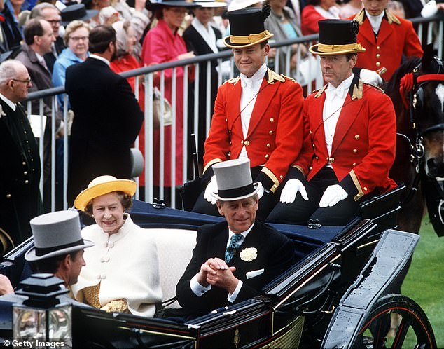 The Queen, Prince Philip and Prince Charles and Paul Burrell attend Royal Ascot in 1987