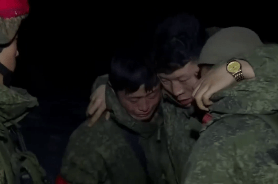 North Korean soldiers crying.