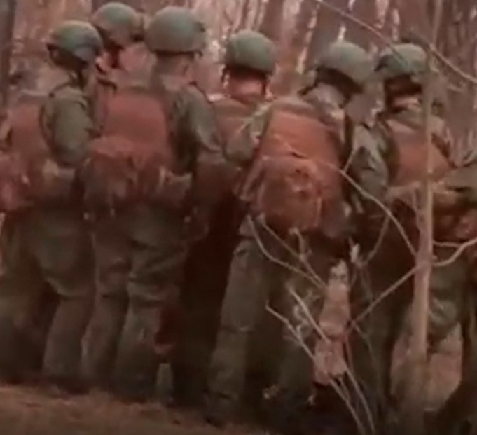 Soldiers in a forest.
