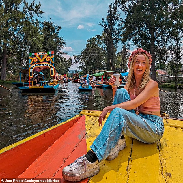She has gone on to build a following of nearly 200,000 by documenting her adventures online, and jokingly dubs herself a 'miserable spinster'