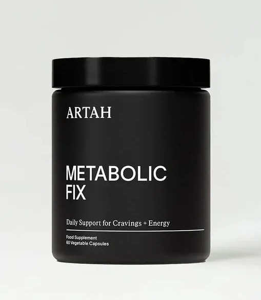 Jar of ARTAH Metabolic Fix, a food supplement.