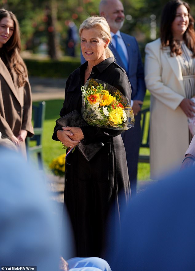The Duchess of Edinburgh arrives at Spruce Meadows in Alberta, as part of her visit to Canada