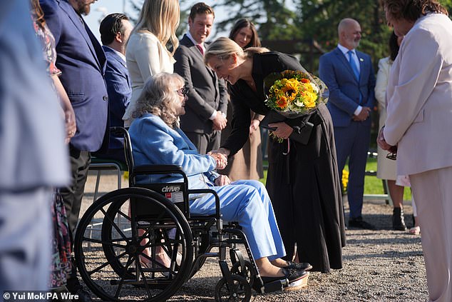 After attending a private roundtable meeting, Sophie was seen speaking with 94-year-old Margaret Southern