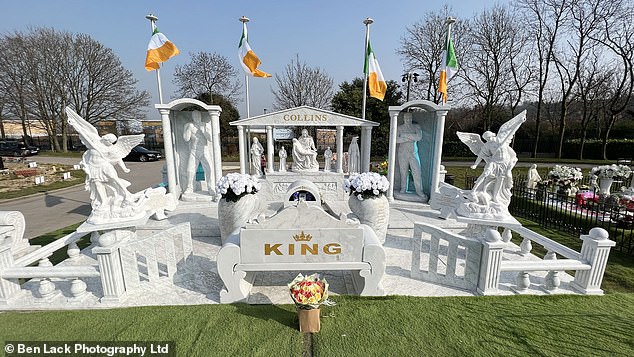 It was branded Britain's most outrageous memorial - a £200,000 marble mega-grave complete with flashing lights, life-size statues, and even a jukebox