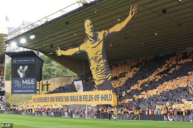 Wolverhampton Wanderers fans raised a display of Jota before their match against Manchester City on August 16 - he played with them from 2017 to 2020
