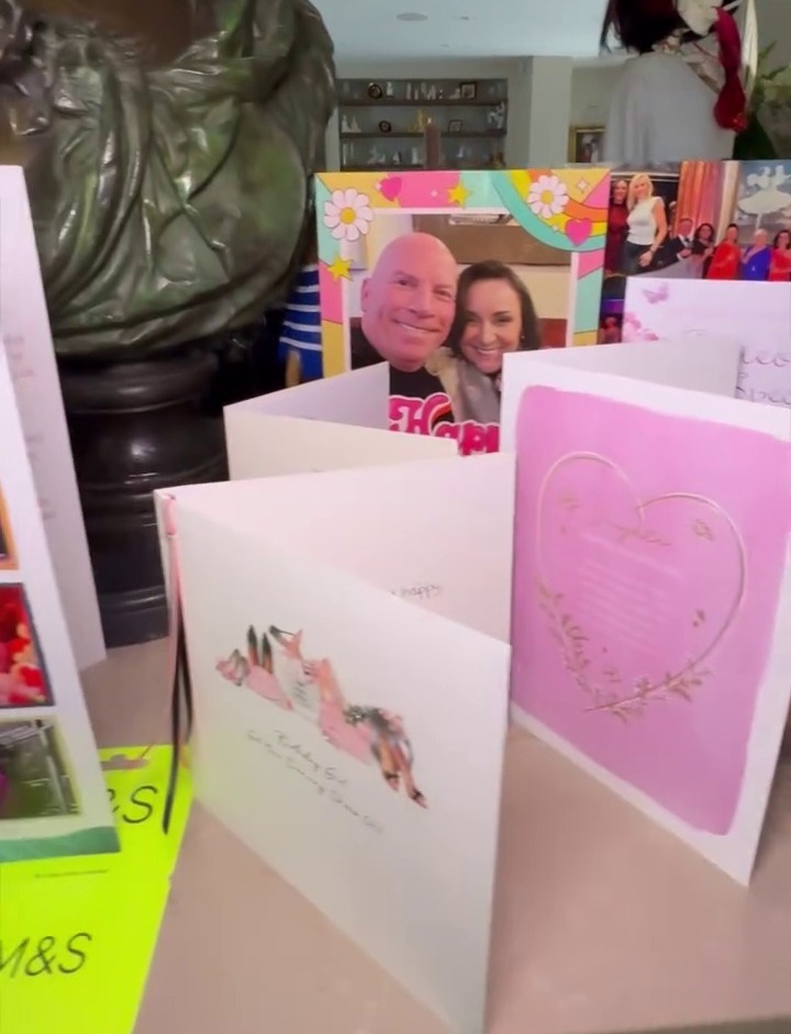 Birthday cards displayed on a table.