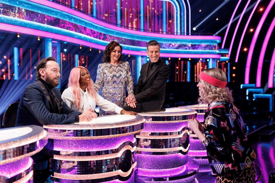 Strictly Come Dancing judges with a guest.