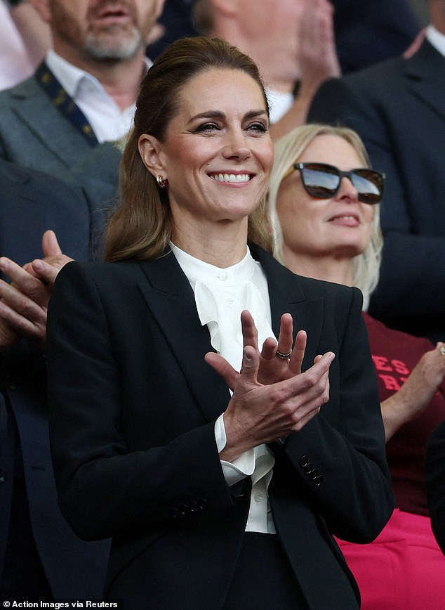 Kate, 43, is attending the women's team's match against Australia in her role as Patron of the Rugby Football Union