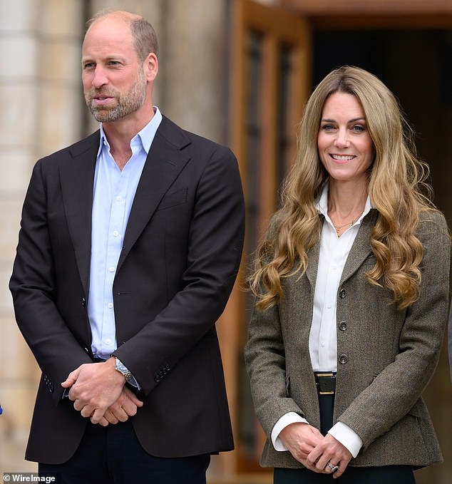 The Prince and Princess of Wales have divided loyalties this weekend, with William set to support Wales and Kate England (pictured at the Natural History Museum earlier this week)
