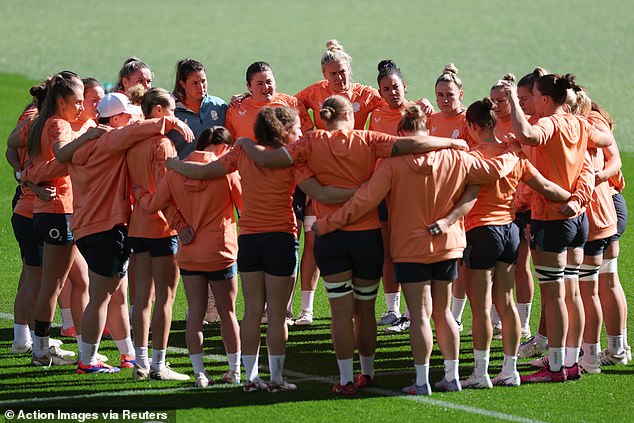 The Princess of Wales will attend today's England vs Australia game (Pictured: England's women's team in training on Friday)