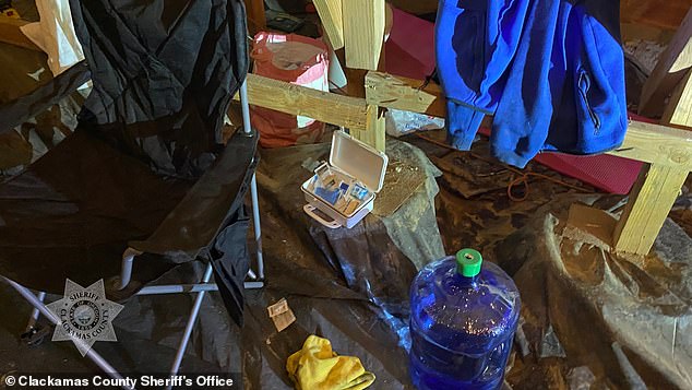 Beniamin Bucur, 40, had been 'living there for an extended period of time' and was charged with first-degree burglary and unlawful possession of methamphetamine