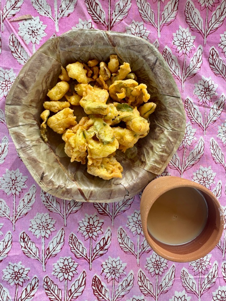 pakora and masala tea at Anoothi, Rajasthan. Taken and supplied by Antoinette Cumberbatch