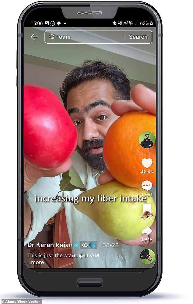 Dr Rajan has millions of followers on TikTok, where he often shares tips about how to spot the early signs of serious diseases and the changes he is making to his high-fibre diet