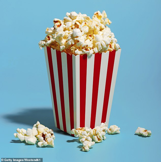 Three cups of popcorn, roughly the same size as a standard cereal bowl filled to the brim, contains around 4g of fibre – which is about the same as an apple