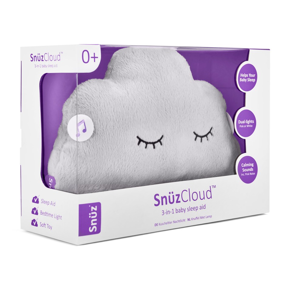 SnüzCloud 3-in-1 baby sleep aid in packaging.