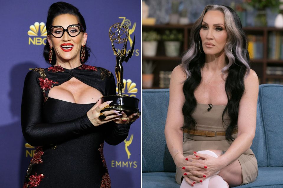 An image collage containing 2 images, Image 1 shows Michelle Visage holding an Emmy award, Image 2 shows Michelle Visage on the "This Morning" TV show
