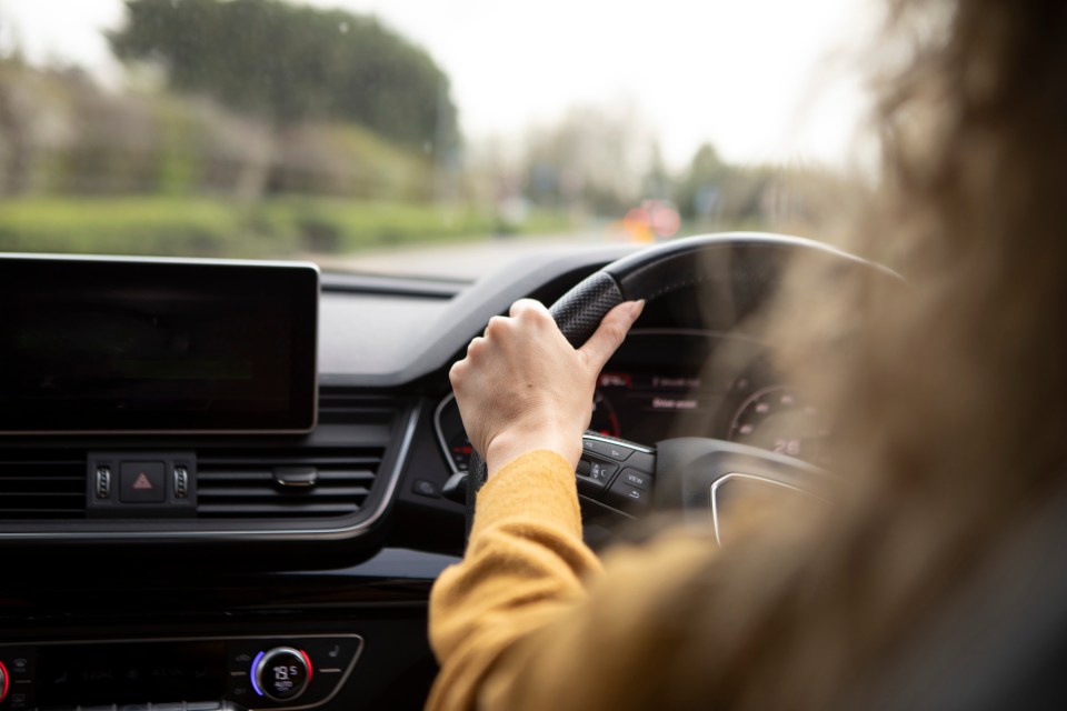 Businesswoman driving a car.