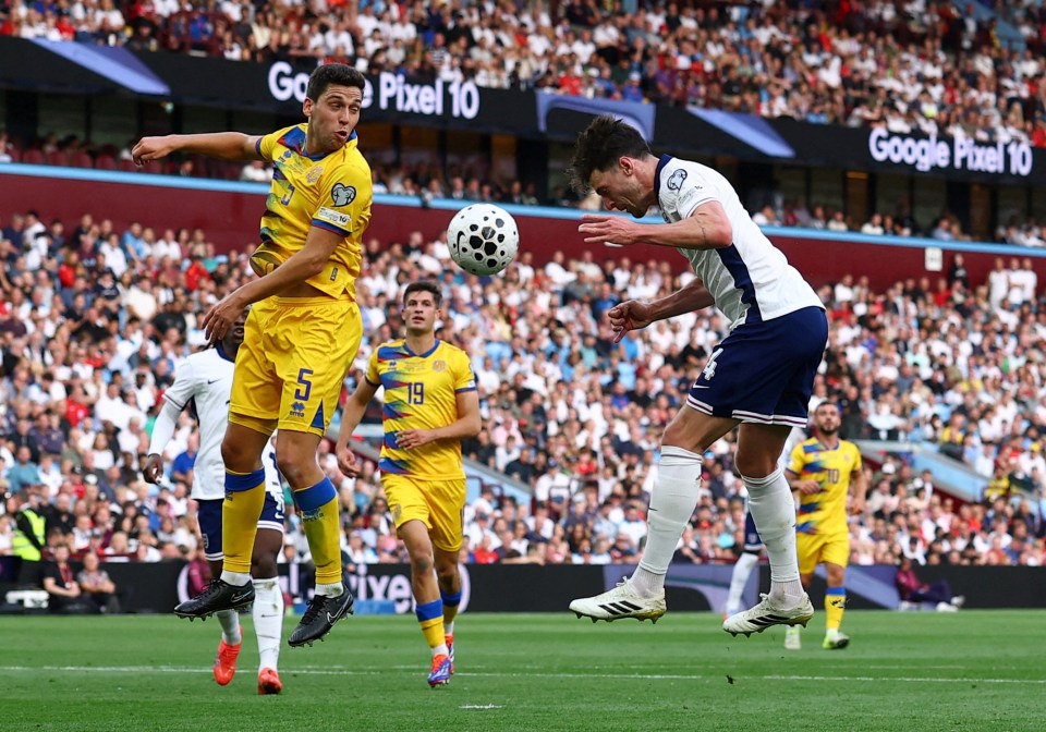 Declan Rice scoring a goal during a soccer match.
