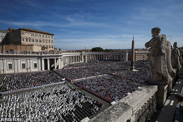 People attend a Holy Mass for the canonisation of Carlo Acutis, a British-born Italian boy who will become the first millennial to be made a Catholic saint