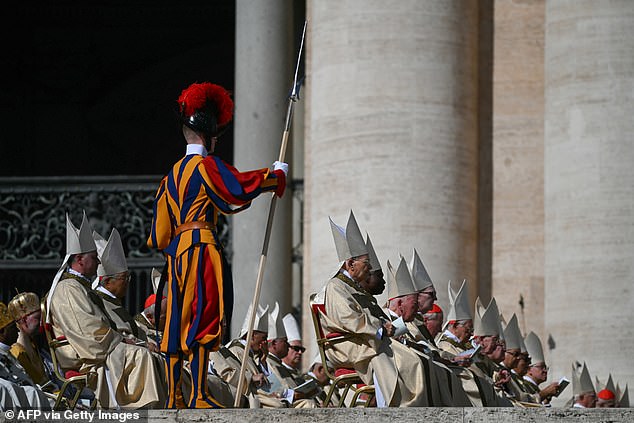 Members of the clergy attend a Holy Mass and canonisation of Blessed Carlo Acutis and Pier Giorgio Frassati in St Peter's Square at the Vatican on September 7, 2025
