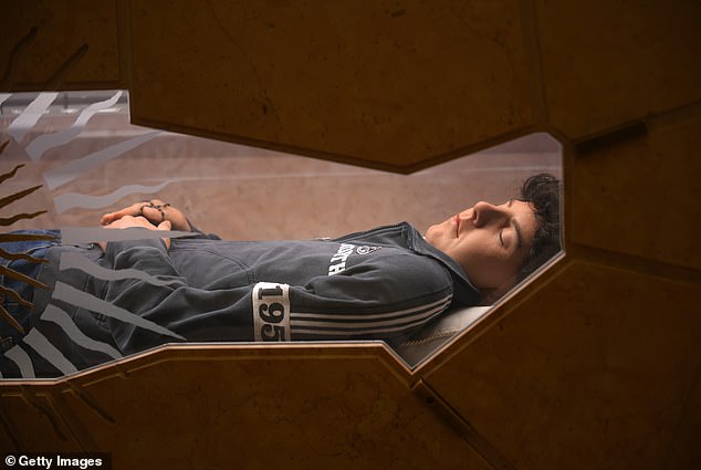 The remains of Blessed Carlo Acutis lay in his tomb on March 18, 2025 in Assisi, Italy
