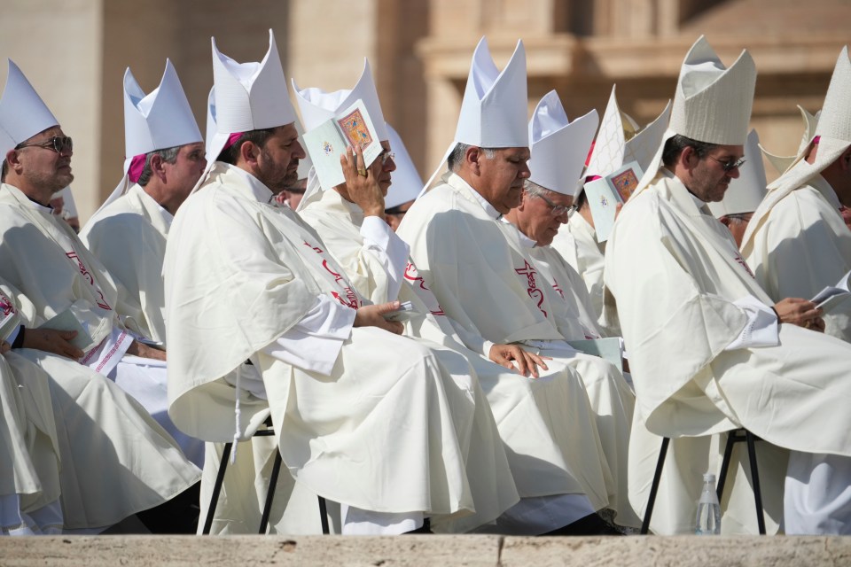 Bishops at a canonization mass in St. Peter's Square.