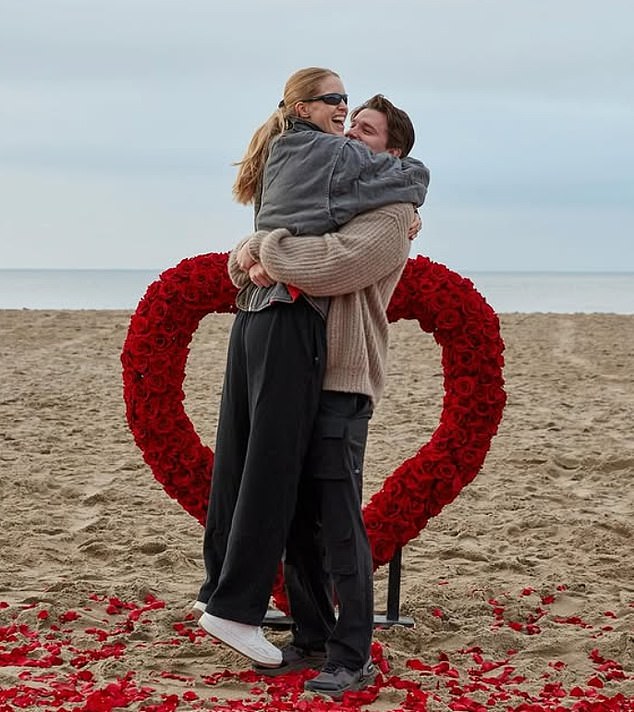 The now married couple have been together since 2015 and announced their engagement in a joint Instagram post in December 2023 that was captioned: ¿FOREVER AND EVER' (pictured)