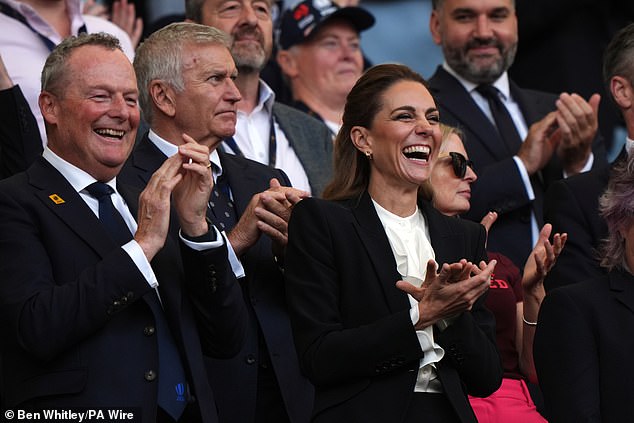 The Princess beamed from the stands during the Women's Rugby World Cup at American Express Stadium, Brighton