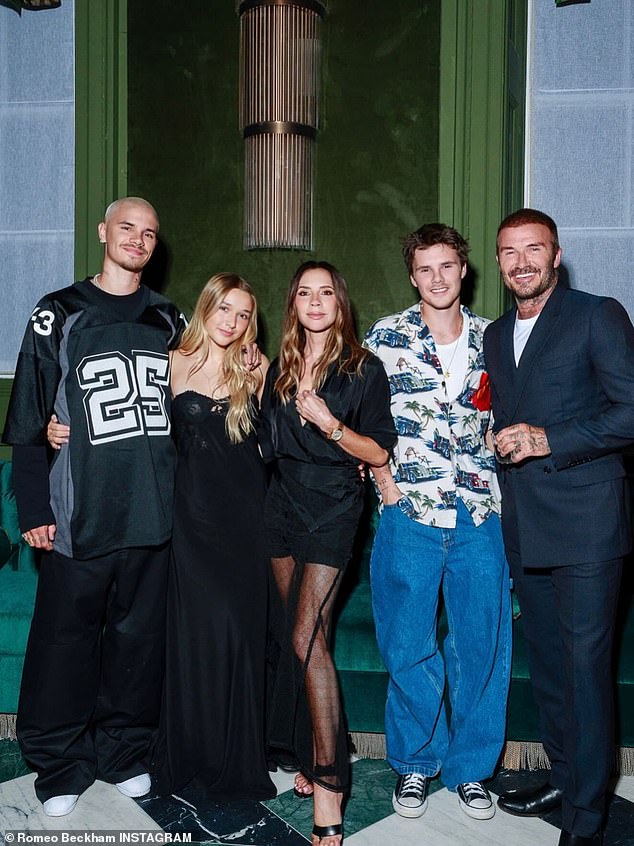 Romeo Beckham beamed as he celebrated his 23rd birthday with his family and friends this week