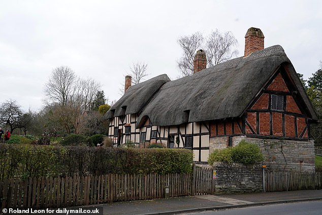 The Bard, born just a few miles down the road, in the town of Stratford-upon Avon, would have visited her family's 15th-century thatched property (pictured)