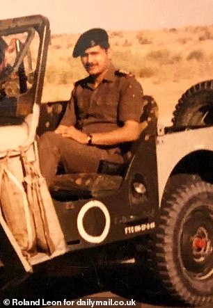 Hotel manager Minty Manhas, speaking from the cosy lounge of the adjoining £265-a-night lodge, said the row had been 'blown out of all proportion'. Pictured: Mr Singh in the Indian army