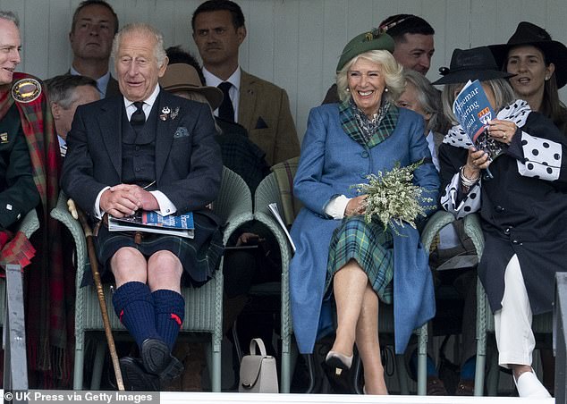 At one point, Charles and Camilla appeared royally amused, at the event at the Fife Memorial Park