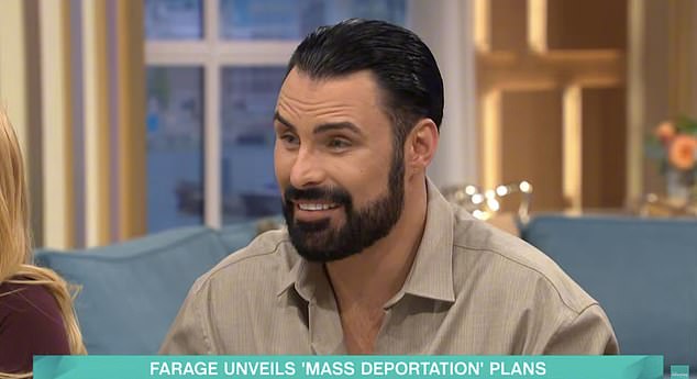 Rylan, 36, was embroiled in controversy last week, after going on a passionate rant about migrants on This Morning, during a discussion about Reform leader Nigel Farage 's plans for mass deportations (pictured)