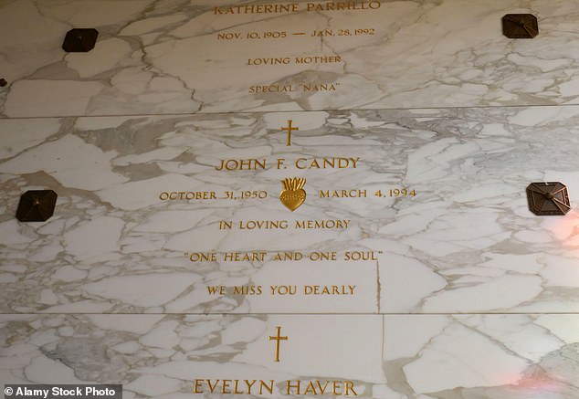 Candy was interred at Holy Cross Cemetery, in Culver City, California