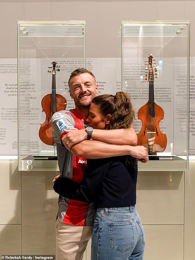 The star cuddled up to Jamie, 38, who proudly wore his new kit
