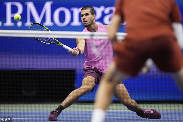 In the third set, Alcaraz won one of many sublime rallies and cupped his ear to the crowd who screamed for him in adoration