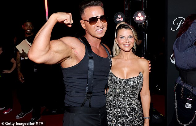 ELMONT, NEW YORK - SEPTEMBER 07: Mike "The Situation" Sorrentino and Lauren Sorrentino attend the 2025 MTV Video Music Awards at UBS Arena on September 07, 2025 in Elmont, New York.  (Photo by Mike Coppola/Getty Images for MTV)