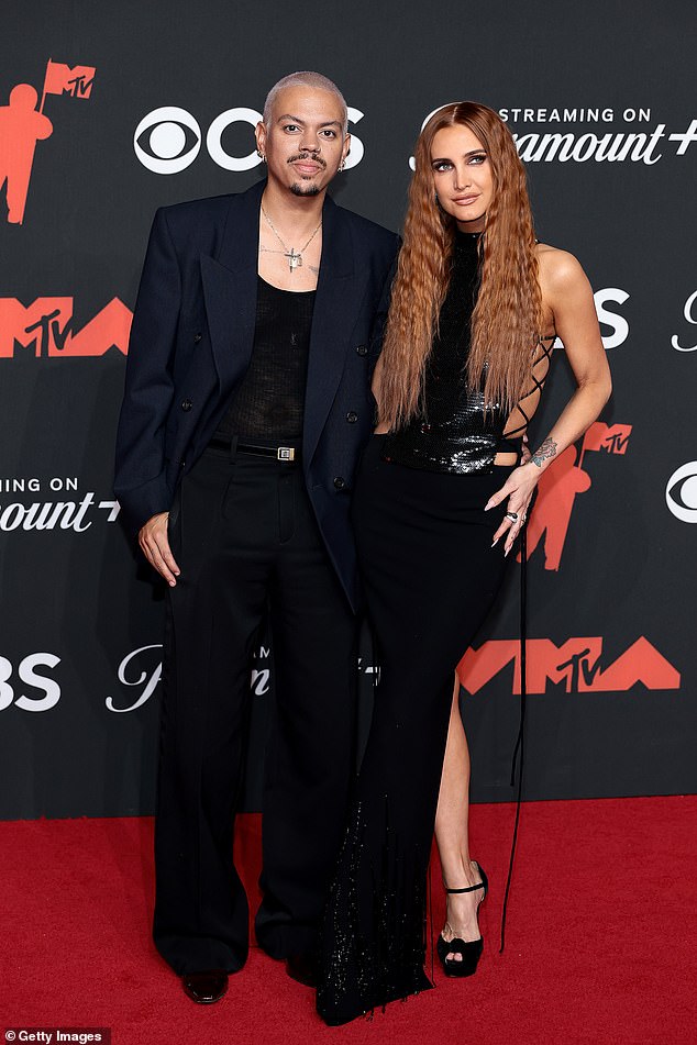 Her husband Evan Ross, 37, joined her on the red carpet, looking dapper in a dark suit